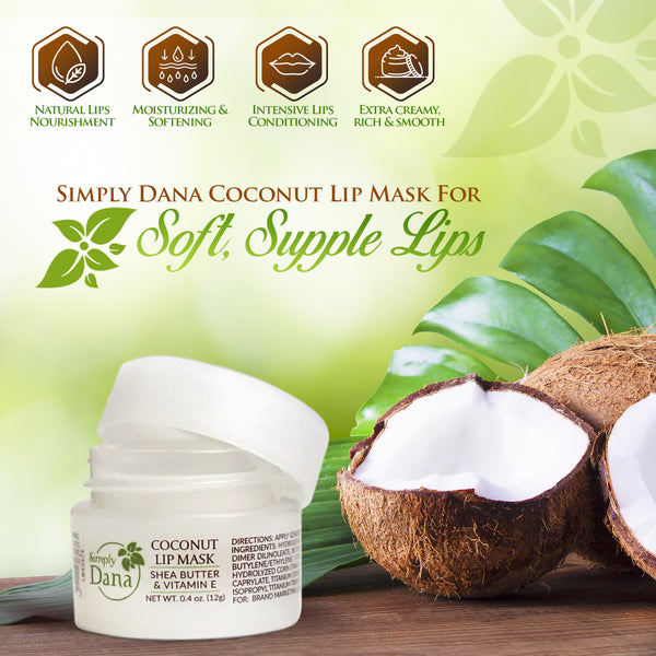 Simply Dana Coconut Lip Mask, Rejuvenate and Revitalize Dry Lips, 0.4 oz (12g)